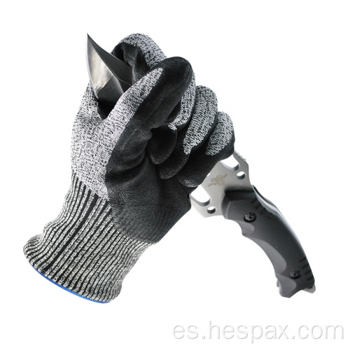 Guantes de trabajo anti-Slip recubierto de nitrilo Hespax HPPPE HPPE